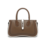 Coffee Women's Dual Tone Top Handle  Handbag with Detachable Shoulder Strap