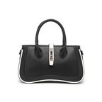 Black Women's Dual Tone Top Handle  Handbag with Detachable Shoulder Strap