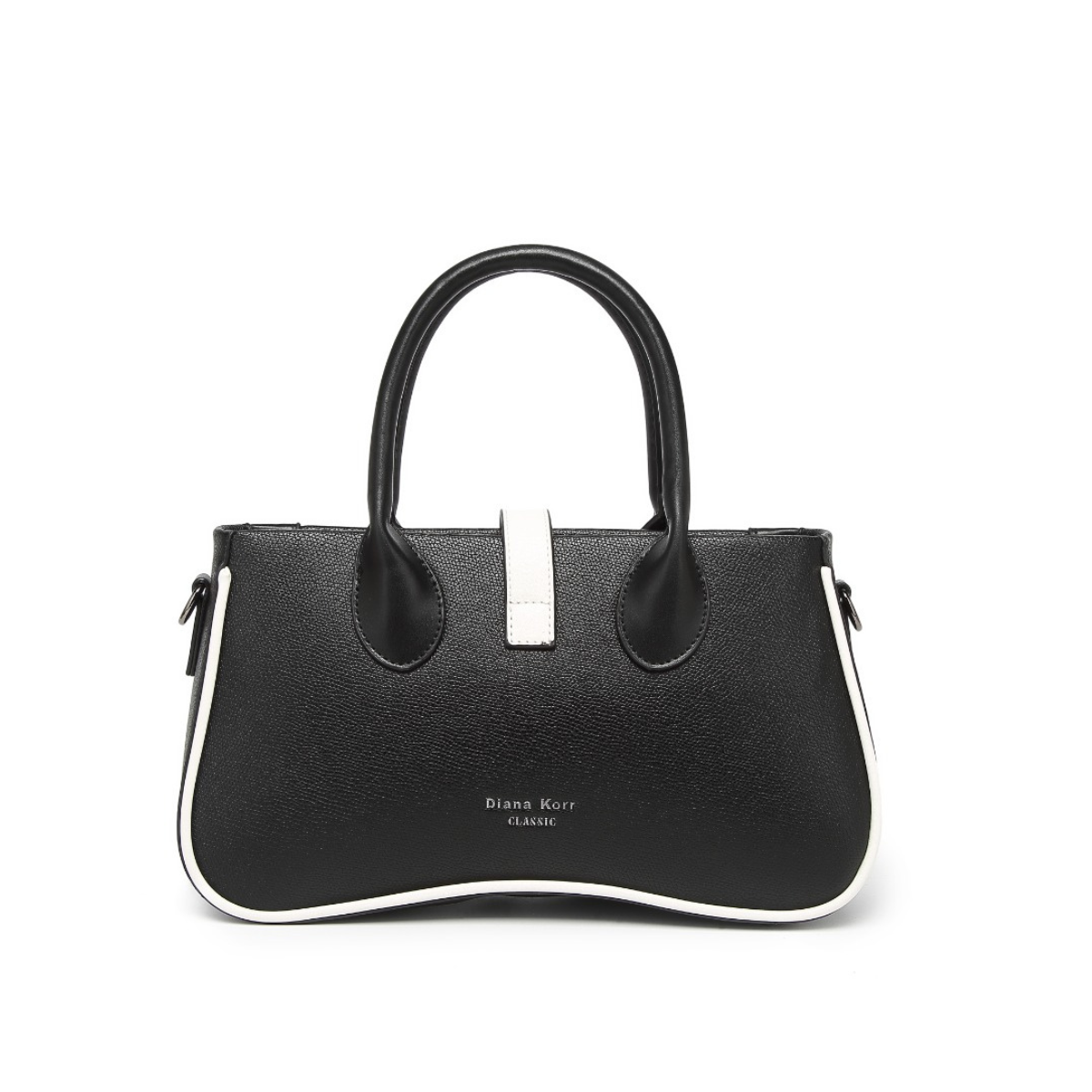Black Women's Dual Tone Top Handle  Handbag with Detachable Shoulder Strap