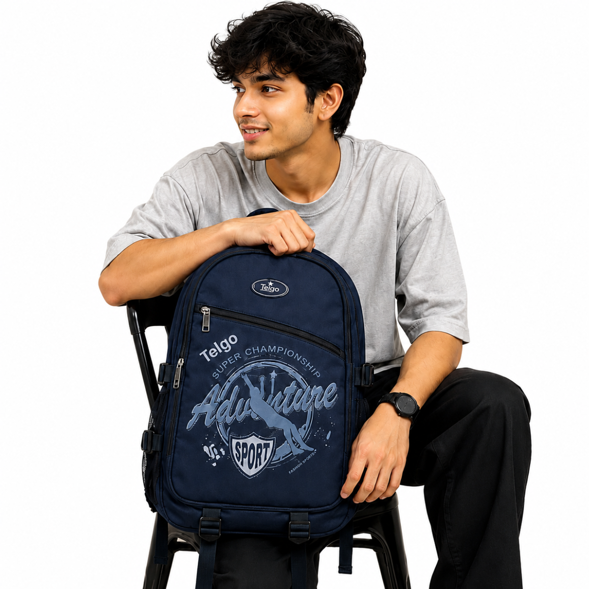 Telgo Adventure Black Sport Backpack for Boys & Girls