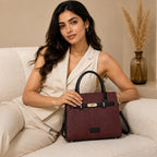 Wine Chevron Textured Handbag for Women