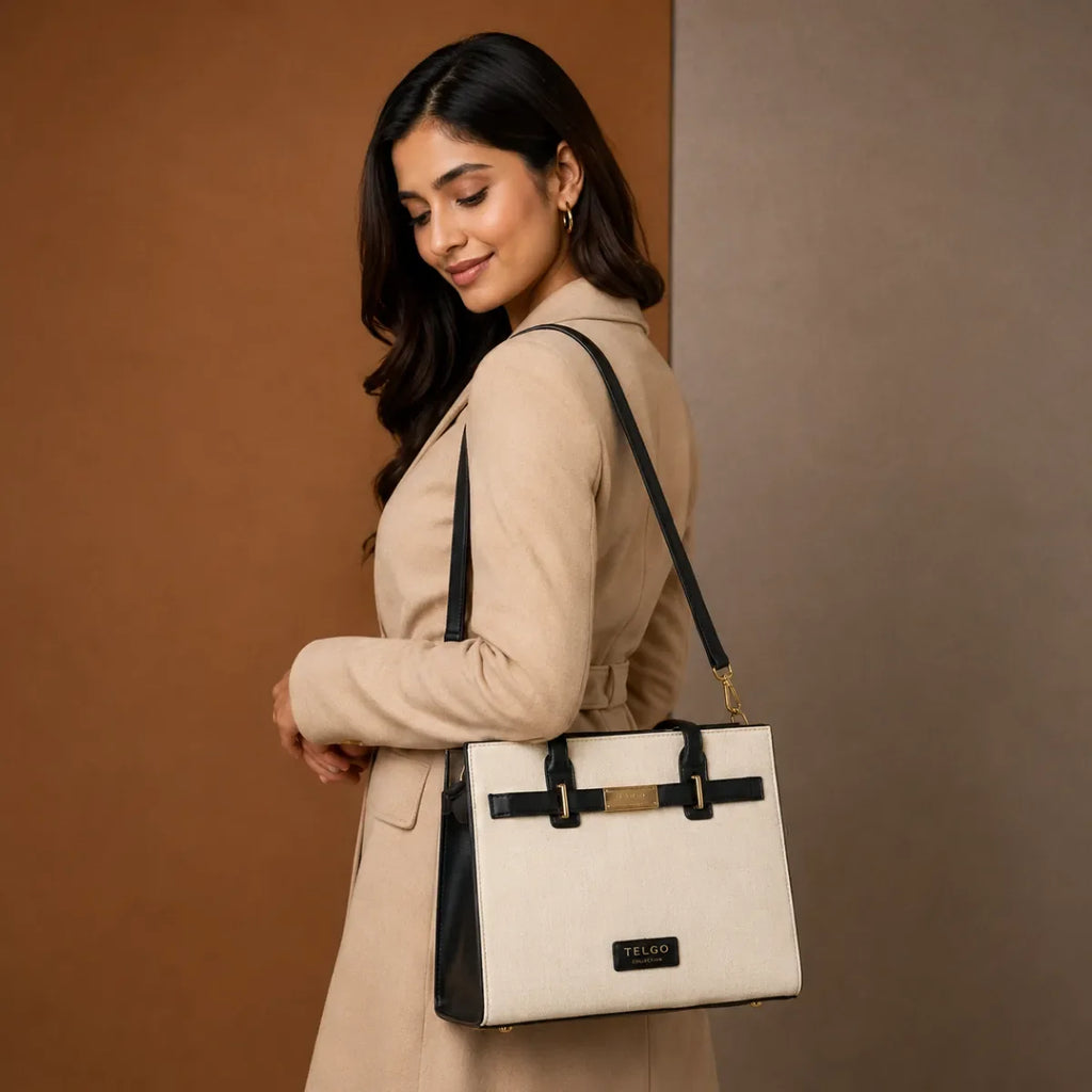 Black Textured Handbag for Women