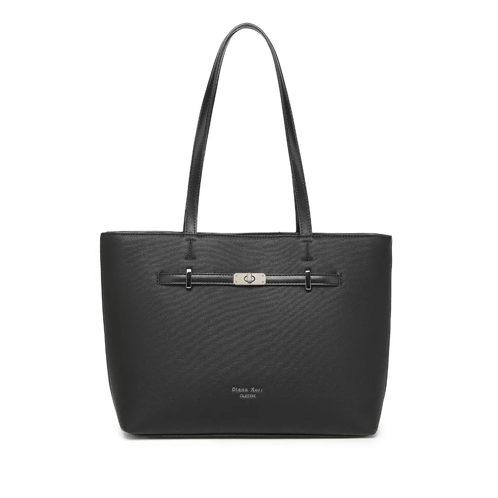 Black Structured Shoulder Tote Bag for Women