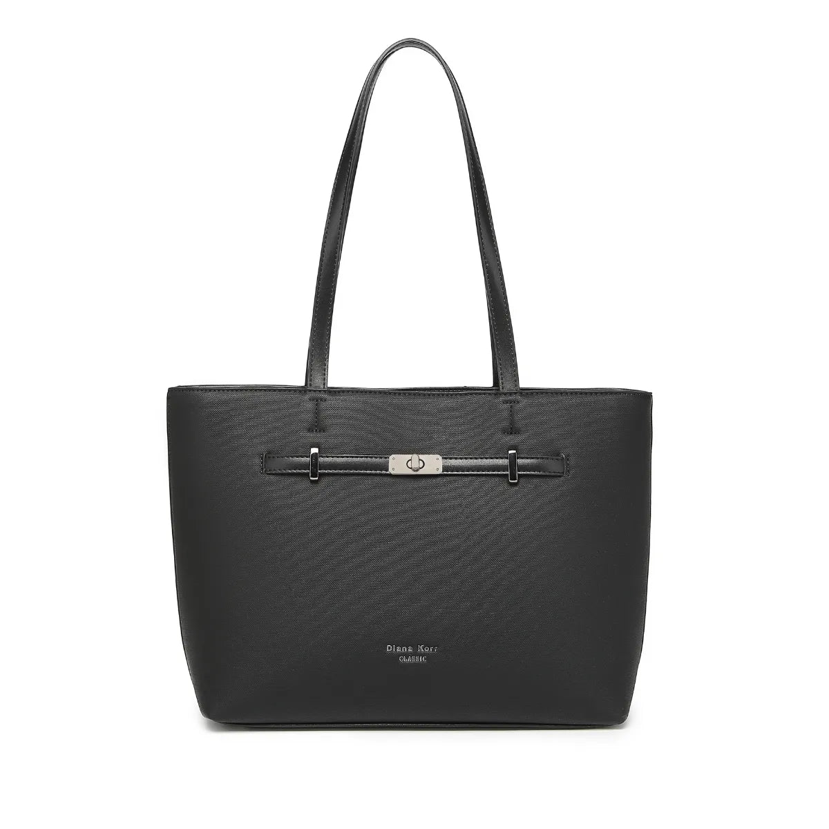 Black Structured Shoulder Tote Bag for Women