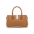 Beige Women's Dual Tone Top Handle  Handbag with Detachable Shoulder Strap
