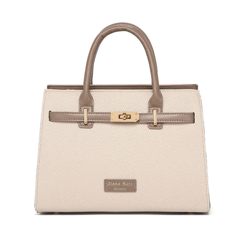 Beige Chevron Textured Handbag for Women