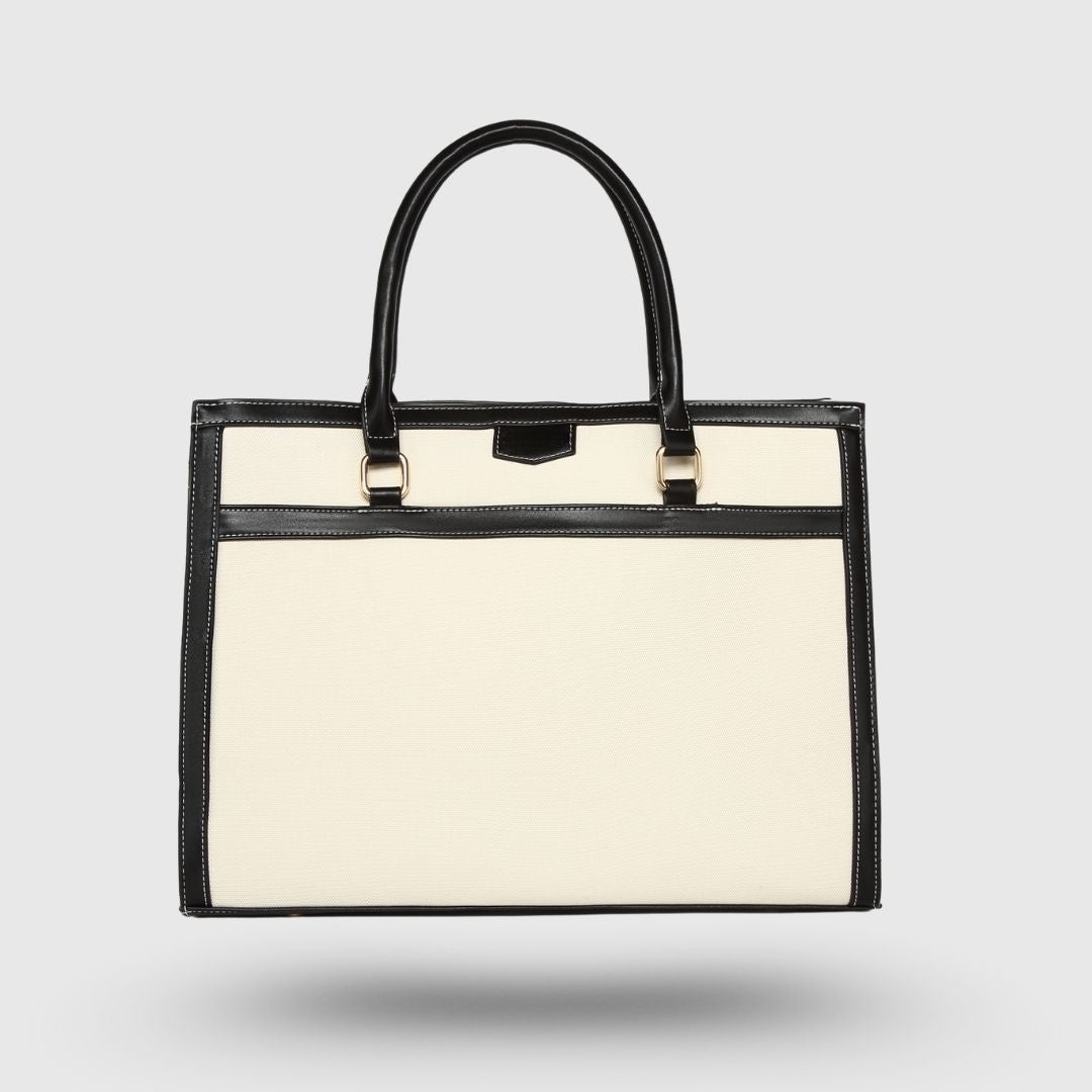 Davina black tote bag showing structured silhouette and double handles