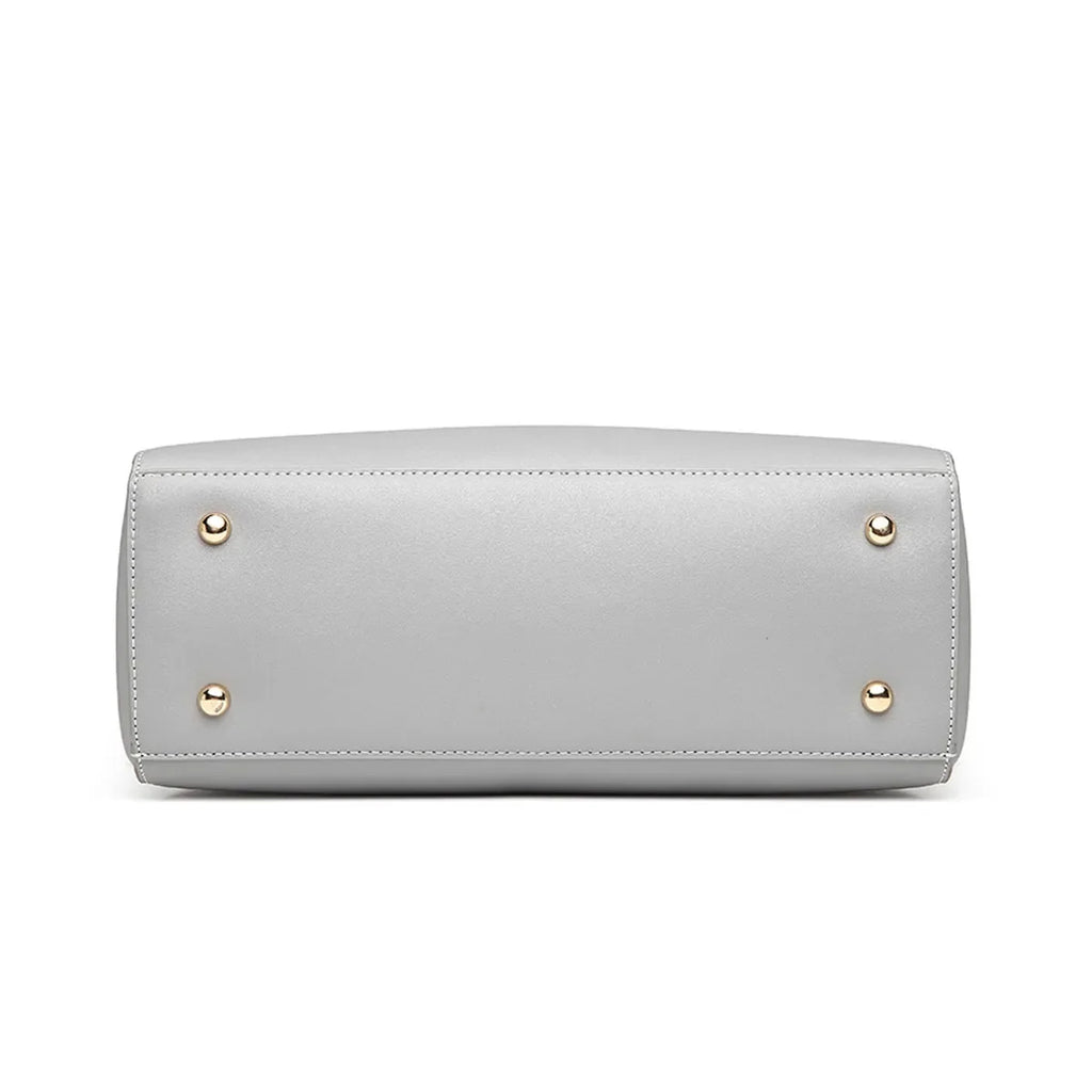 Grey Structured Top Handle Handbag for Women