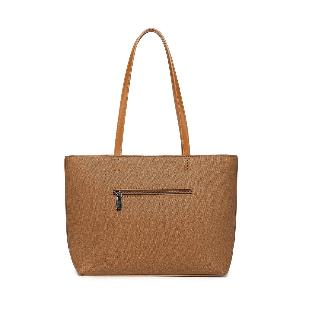 Tan Structured Shoulder Tote Bag for Women