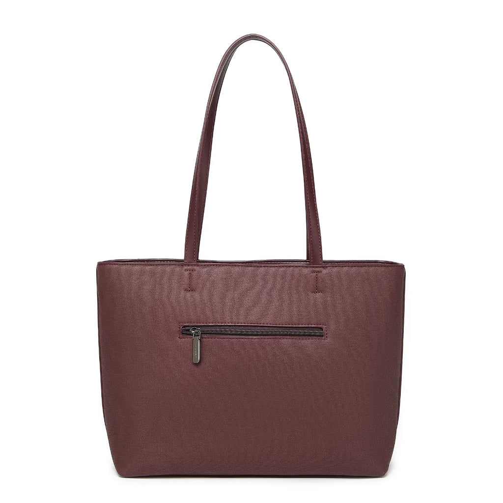 Wine Structured Shoulder Tote Bag for Women