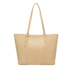 Beige Textured Panel Tote Bag for Women