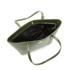 Green Textured Panel Tote Bag for Women