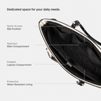 Davina Emporio tote bag interior showing laptop compartment